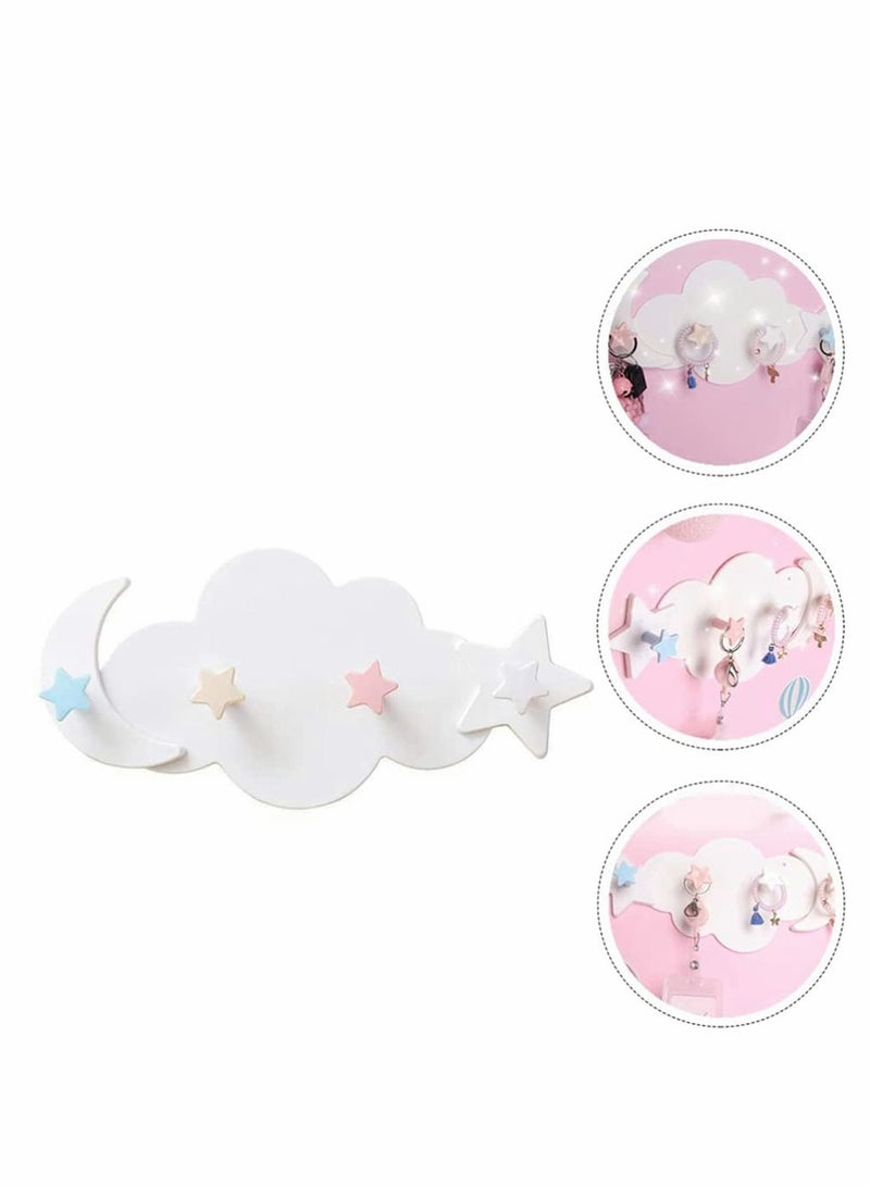 2 Pcs Moon Star Cloud Shape Wall Hooks, Nail- Free Creative Heavy Duty Clothes Hangers Keys Ring Holder Adhesive Racks - Image 3