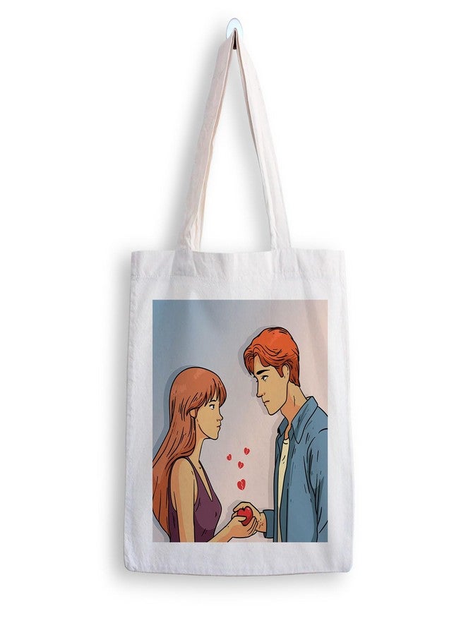 ARTBUG Tote Bag for Women with zip, Aesthetic Canvas tote bag for college girls, office, stylish and reusable - couple - D No - 081 - Image 1
