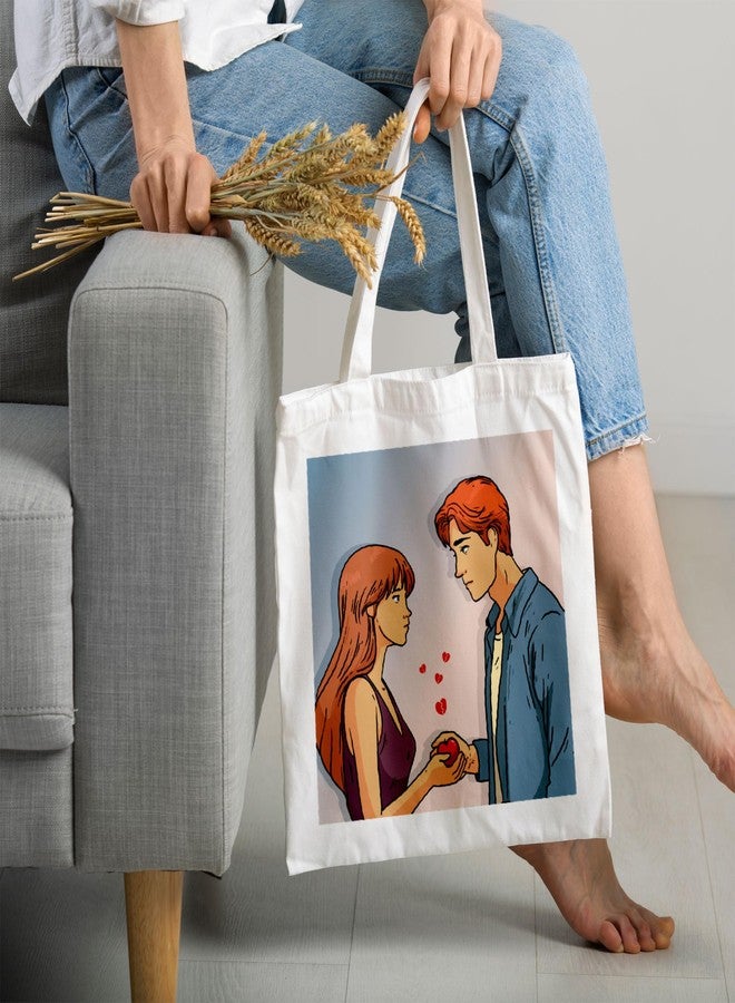 ARTBUG Tote Bag for Women with zip, Aesthetic Canvas tote bag for college girls, office, stylish and reusable - couple - D No - 081 - Image 2