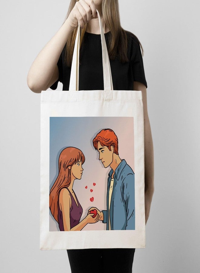 ARTBUG Tote Bag for Women with zip, Aesthetic Canvas tote bag for college girls, office, stylish and reusable - couple - D No - 081 - Image 3
