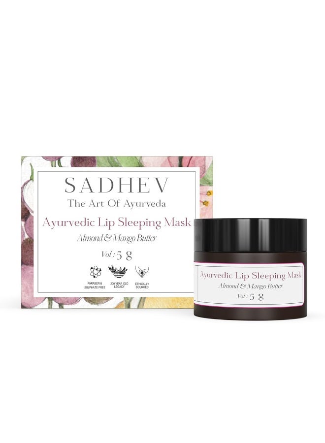 Sadhev Ayurvedic Lip Sleeping Mask with Almond and Mango Butter for Nourish, Hydrate, Reduce Lip Lines, and Restores Moisture Effectively to the Lip Skin 5gm - Image 1