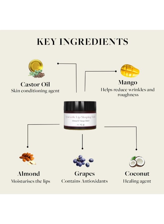 Sadhev Ayurvedic Lip Sleeping Mask with Almond and Mango Butter for Nourish, Hydrate, Reduce Lip Lines, and Restores Moisture Effectively to the Lip Skin 5gm - Image 3