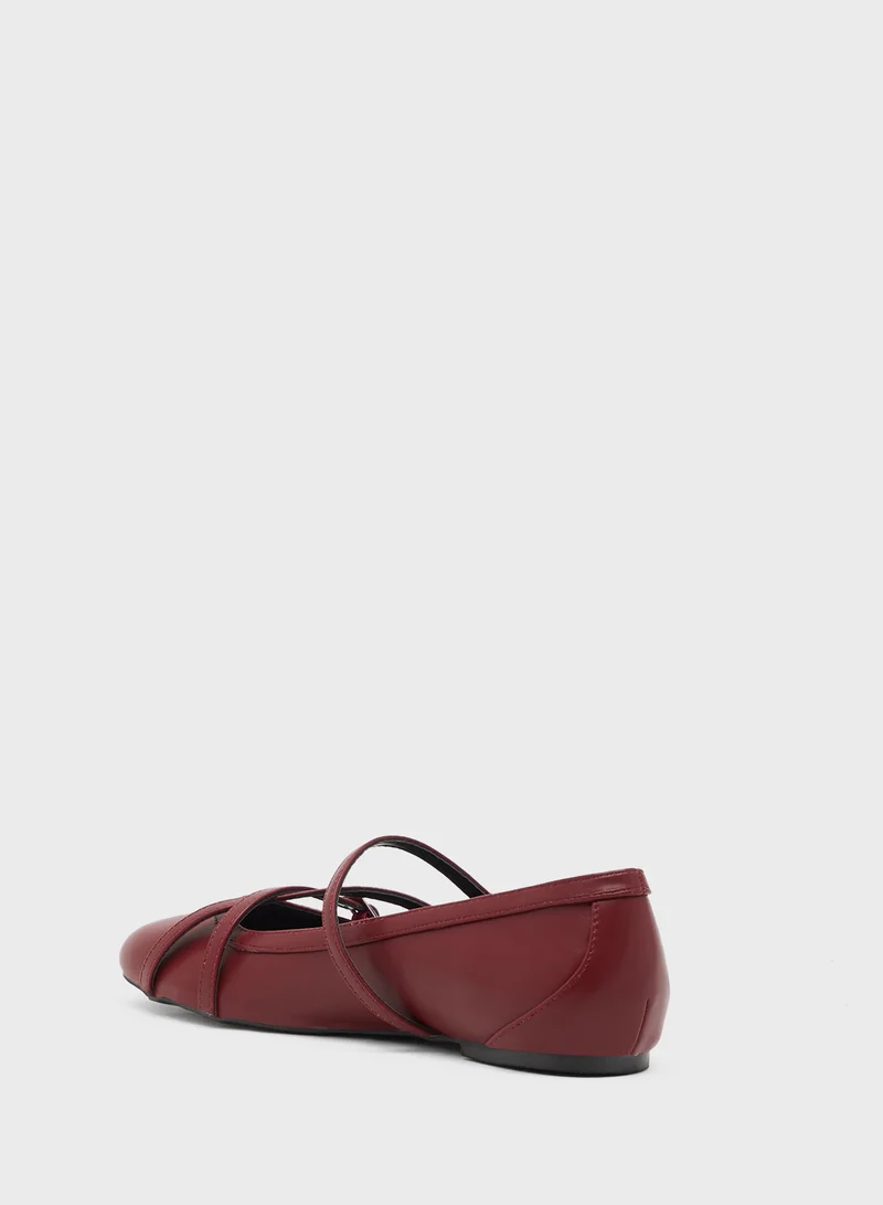 Ginger Triple Strap Ballerina Flat