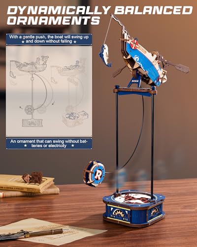 ROKR 3D Wooden Puzzles for AdultsGravity Swing Ocean Fisher Model kit 161Piece 3D Puzzles for Adults - Image 3