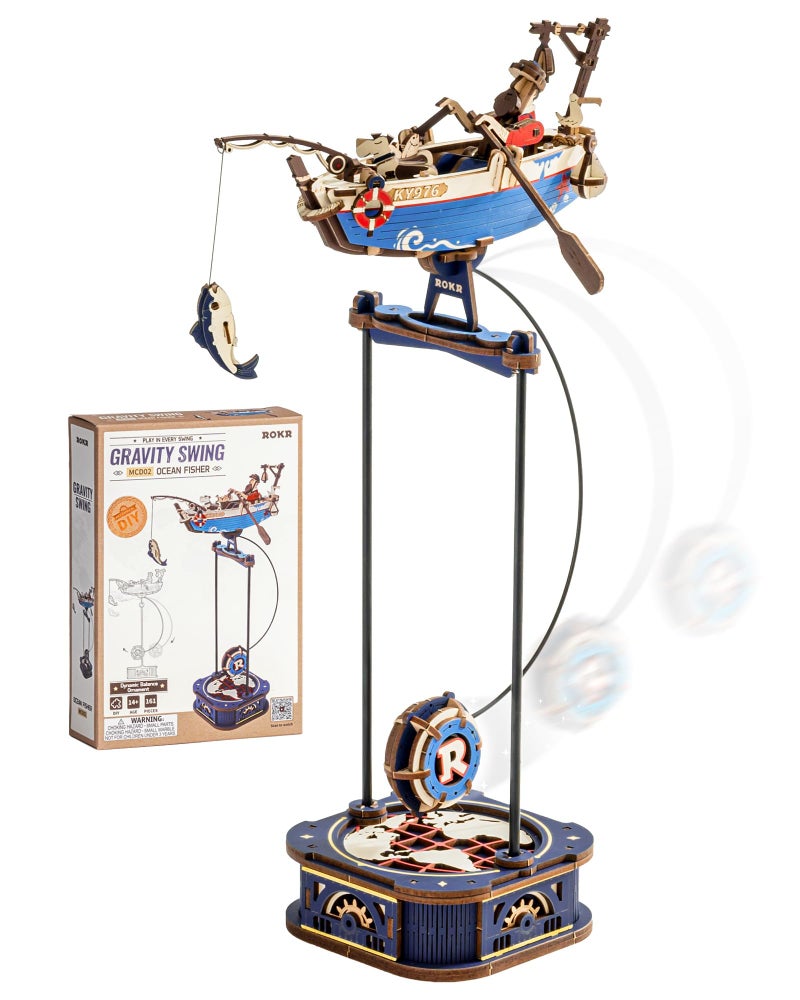 ROKR 3D Wooden Puzzles for AdultsGravity Swing Ocean Fisher Model kit 161Piece 3D Puzzles for Adults - Image 2
