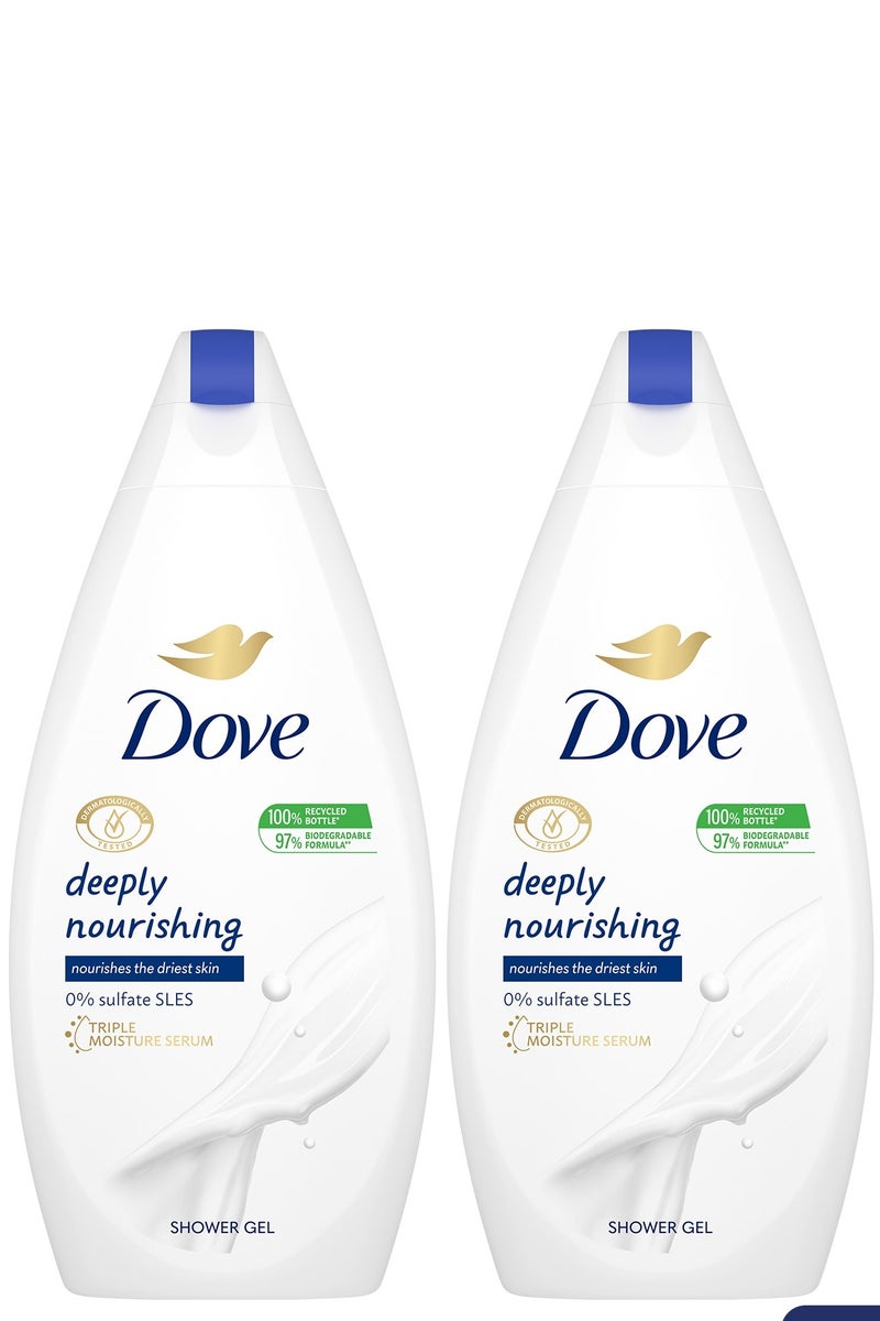 دوف غسول للجسم مغذي بعمق 750 مل × 2 قطعة، لترطيب فوري، أصلي، بدون كبريتات أو بارابين - Image 1