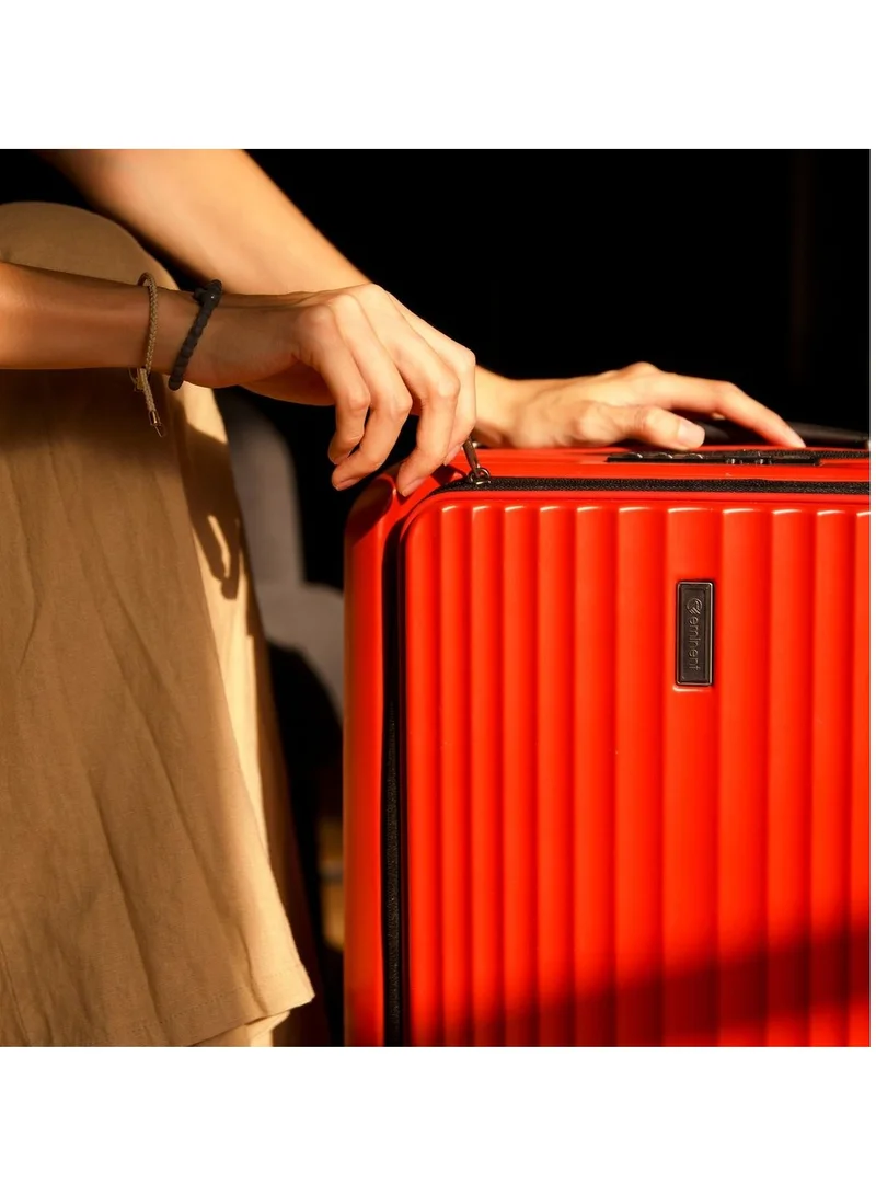 eminent Hard Shell Travel Bag Alfred Front Loading Business Carry On Luggage trolley with Built in 2 sided TSA Compatible Combination Lock and USB Port KK50B Lava Orange