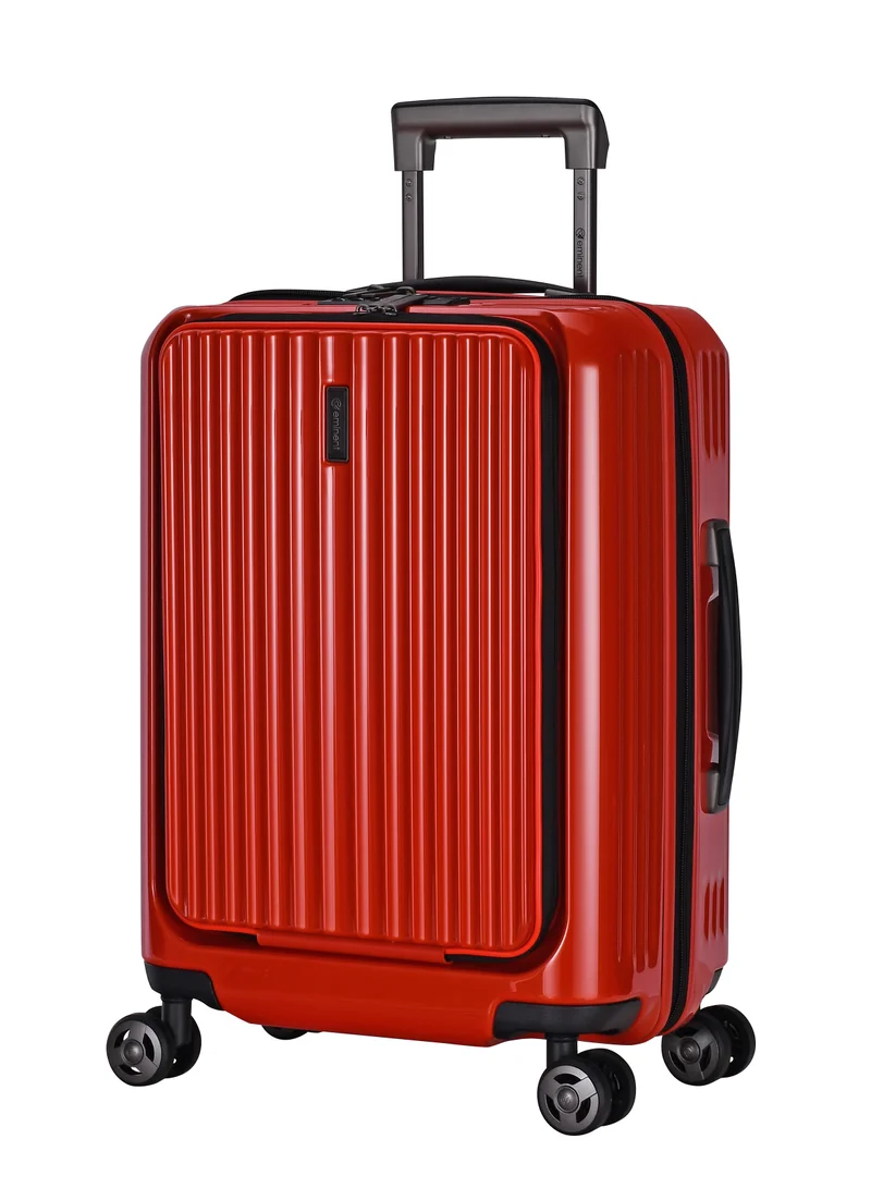 eminent Hard Shell Travel Bag Alfred Front Loading Business Carry On Luggage trolley with Built in 2 sided TSA Compatible Combination Lock and USB Port KK50B Lava Orange