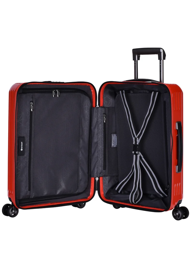 eminent Hard Shell Travel Bag Alfred Front Loading Business Carry On Luggage trolley with Built in 2 sided TSA Compatible Combination Lock and USB Port KK50B Lava Orange