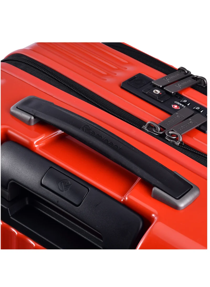 eminent Hard Shell Travel Bag Alfred Front Loading Business Carry On Luggage trolley with Built in 2 sided TSA Compatible Combination Lock and USB Port KK50B Lava Orange