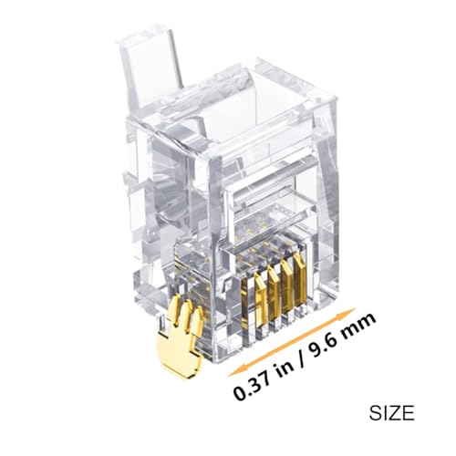 Hetjosee RJ11 Connectors 25 Pack 6P4C Plug Telephone Modular Plug Phone Jack Adapter Crimp End Telephone Cord Connector - Image 3