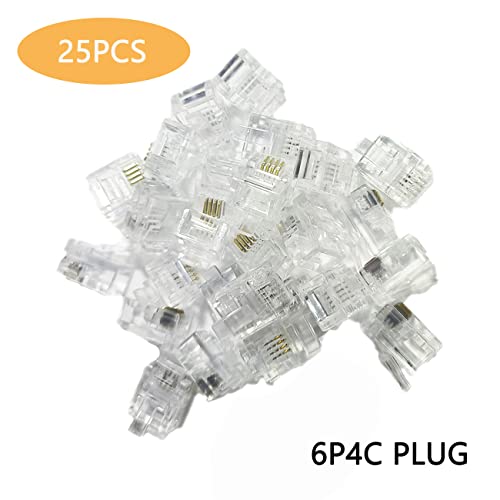 Hetjosee RJ11 Connectors 25 Pack 6P4C Plug Telephone Modular Plug Phone Jack Adapter Crimp End Telephone Cord Connector - Image 2