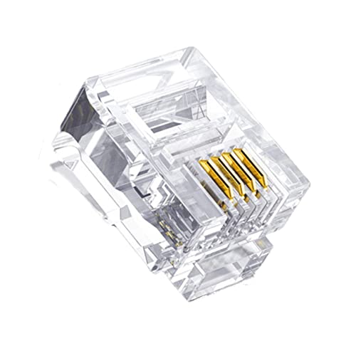 Hetjosee RJ11 Connectors 25 Pack 6P4C Plug Telephone Modular Plug Phone Jack Adapter Crimp End Telephone Cord Connector - Image 1