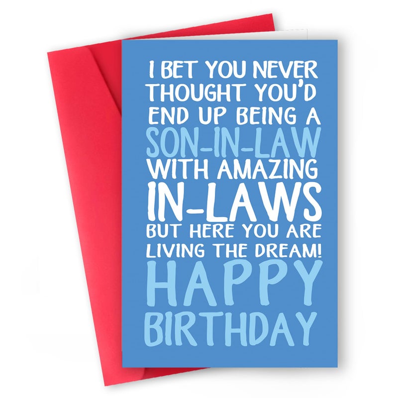 ICOOLYI Funny Son-in-Law Birthday Card from Awesome In-Laws â€“ Humorous and Sarcastic Greeting for Son-in-Law Living the Dream â€“ Happy Birthday Card for Him - Image 1