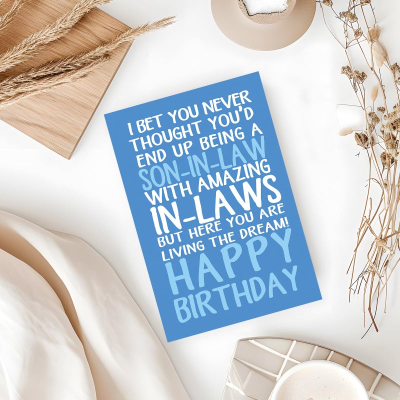 ICOOLYI Funny Son-in-Law Birthday Card from Awesome In-Laws â€“ Humorous and Sarcastic Greeting for Son-in-Law Living the Dream â€“ Happy Birthday Card for Him - Image 4