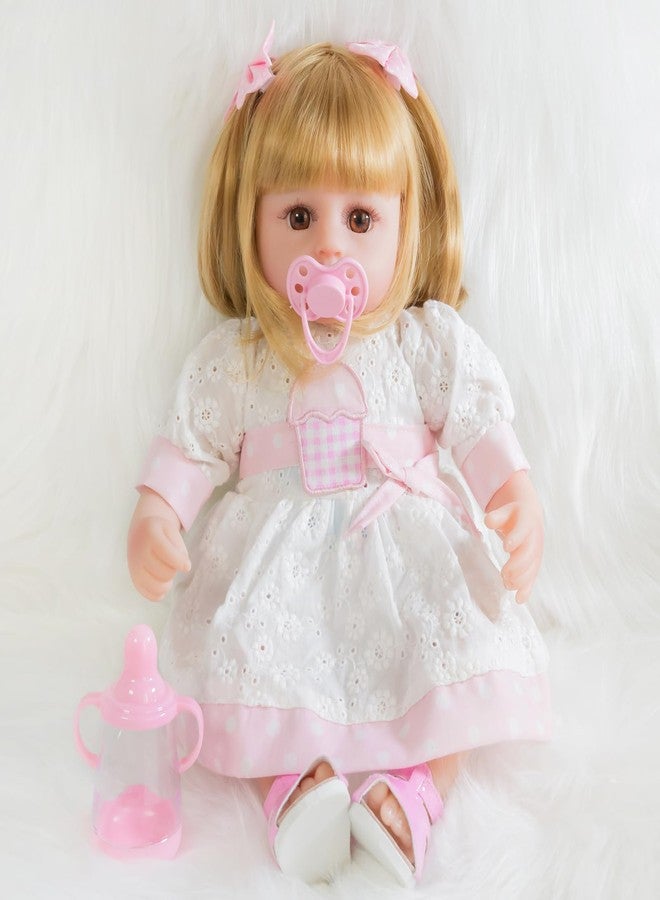 ENADOLL Realistic Reborn Baby Doll, Lifelike Newborn Baby Dolls 16 Inch Girl with Blond Hair Silicone Vinyl Weighted Soft Body Gift Set for Kids Age 3+ - Image 1