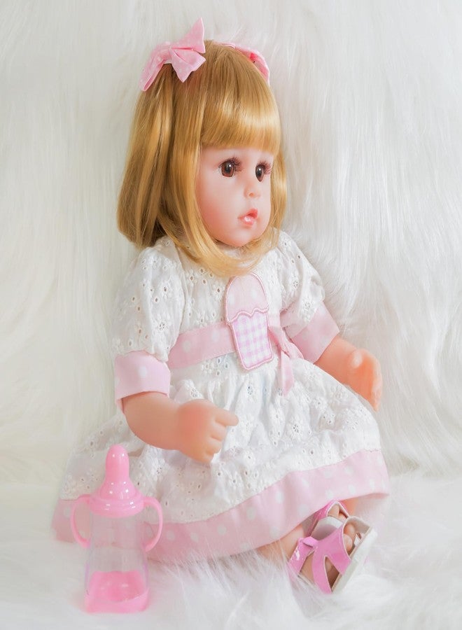 ENADOLL Realistic Reborn Baby Doll, Lifelike Newborn Baby Dolls 16 Inch Girl with Blond Hair Silicone Vinyl Weighted Soft Body Gift Set for Kids Age 3+ - Image 3