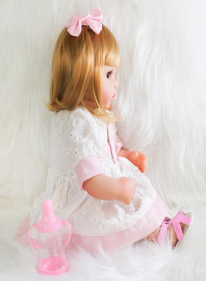 ENADOLL Realistic Reborn Baby Doll, Lifelike Newborn Baby Dolls 16 Inch Girl with Blond Hair Silicone Vinyl Weighted Soft Body Gift Set for Kids Age 3+ - Image 5