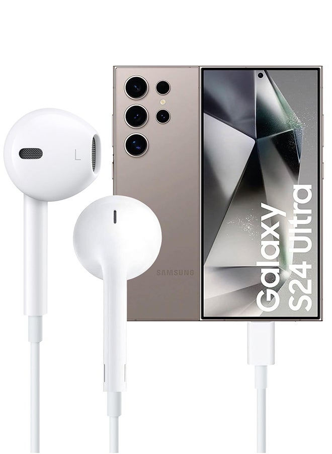 BOLICE - USB C Headphones Compatiable with Samsung Galaxy S24 Ultra USB C In-Ear Headphones with Microphone Volume Control and Pure Sound White - Image 1