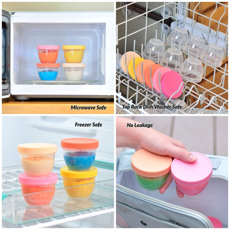 Youngever 18 Sets Baby Food Storage, 4 Ounce Baby Food Containers with Lids, 9 Bright Pink Colors, with Lids Labels - Image 3