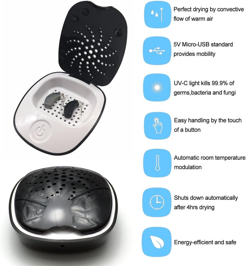 Jungle Care Portable USB Electric Dehumidifier Hearing Aid Dryer,Temperature Range 104-122 Degree,Energy-efficient and Safe - Image 2