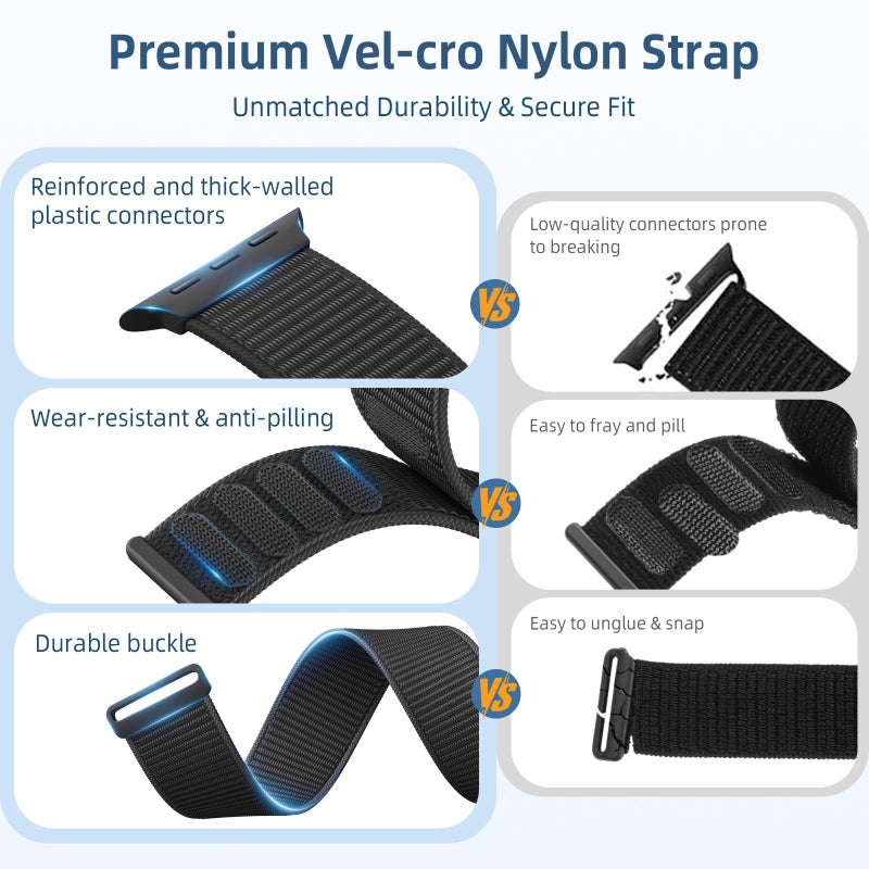 Getino Sport Nylon Band Compatible with Apple Watch Bands for Women Men 40mm 41mm 38mm 42mm 46mm 44mm 45mm 49mm, Soft Breathable Fabric Braided Strap for iWatch Series 11 10 9 8 7 6 5 4 3 2 1 Ultra SE - Image 4