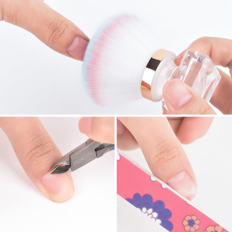 KADS Nail Dust Brush Makeup Brush Flower Shape Crystal Base Nail Cleaning Brush Manicure Pedciure Brush Tool (Pink Flower Shape) - Image 4