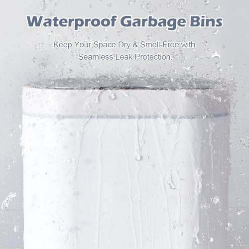 ELPHECO 2 Pack Bathroom Motion Sensor Trash can 2.5 Gallon + 2 Gallon Automatic Garbage Can Bathroom Decor, Slim Plastic Smart Trash Bin with Lid, Garbage can for Kitchen, Office, White, 2 Pack - Image 3