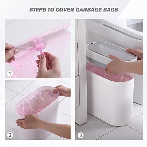 ELPHECO 2 Pack Bathroom Motion Sensor Trash can 2.5 Gallon + 2 Gallon Automatic Garbage Can Bathroom Decor, Slim Plastic Smart Trash Bin with Lid, Garbage can for Kitchen, Office, White, 2 Pack - Image 4