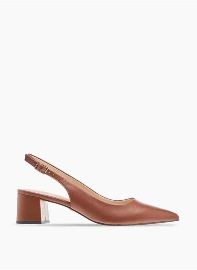Celeste Womens Solid Slingback Shoes With Block Heels And Buckle Closure