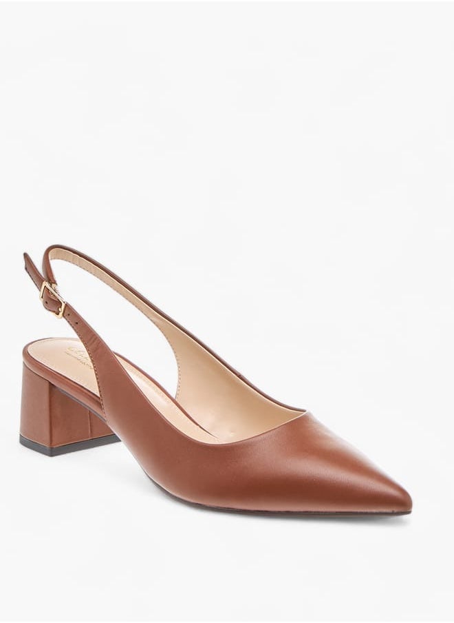 Celeste Womens Solid Slingback Shoes With Block Heels And Buckle Closure  - Image 1