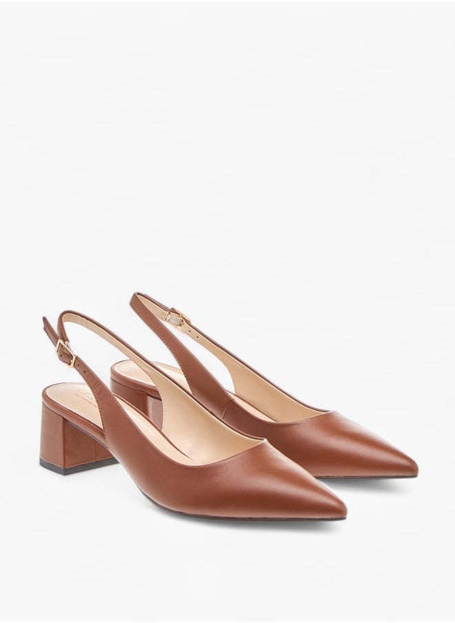 Celeste Womens Solid Slingback Shoes With Block Heels And Buckle Closure  - Image 2