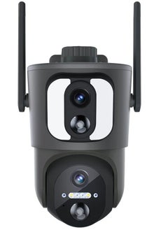 STAR LINE Dual Lens 6MP Outdoor PT Camera 2K Dual Screen Solar  Sim 4G Dual PIR Humam Detection Car Tracking Smart Linkage Security Cameras Security Surveillance, HD Resolution (3MP fixed lens and 3MP PT lens), Color Night Vision(WiFi Version No Card)  - Image 2