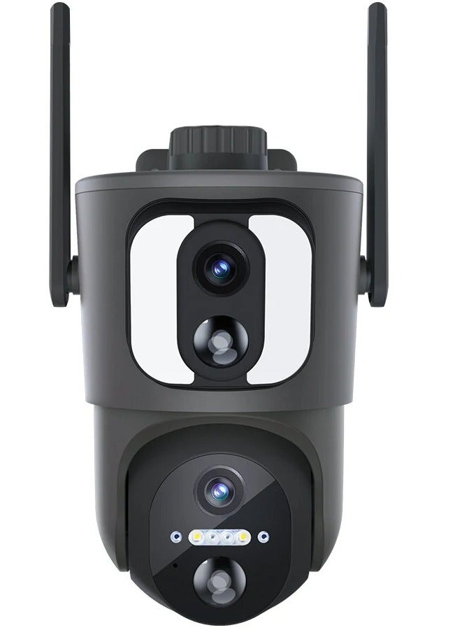 STAR LINE Dual Lens 6MP Outdoor PT Camera 2K Dual Screen Solar  Sim 4G Dual PIR Humam Detection Car Tracking Smart Linkage Security Cameras Security Surveillance, HD Resolution (3MP fixed lens and 3MP PT lens), Color Night Vision(WiFi Version No Card)  - Image 2
