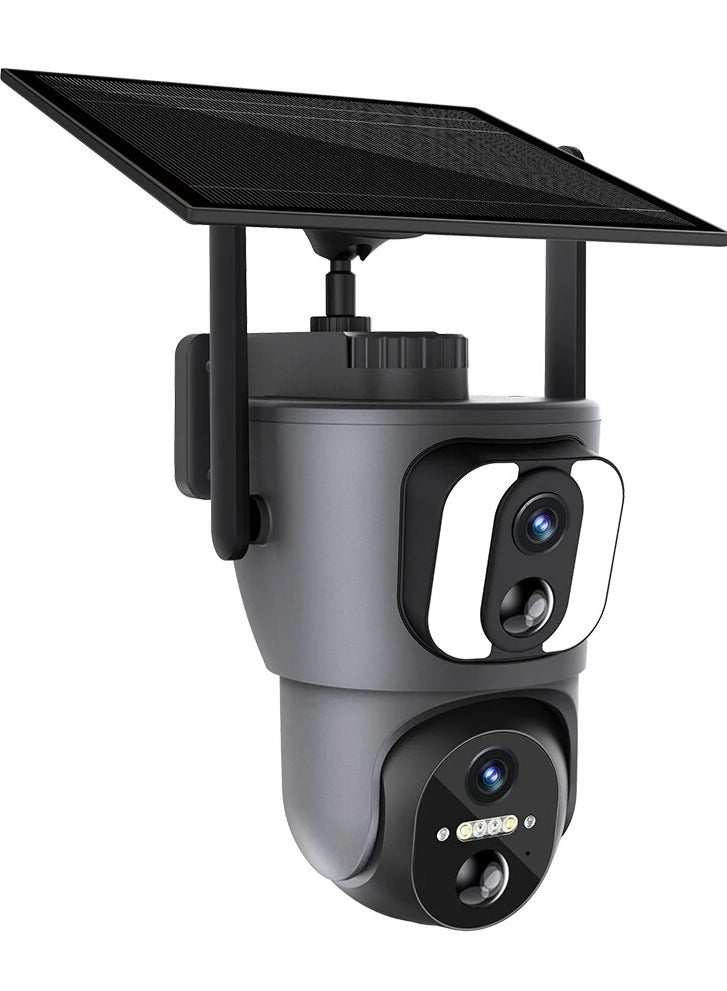 STAR LINE Dual Lens 6MP Outdoor PT Camera 2K Dual Screen Solar  Sim 4G Dual PIR Humam Detection Car Tracking Smart Linkage Security Cameras Security Surveillance, HD Resolution (3MP fixed lens and 3MP PT lens), Color Night Vision(WiFi Version No Card)  - Image 4