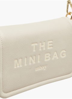 MISSY Women Logo Embossed Crossbody Bag with Detachable Strap and Flap Closure  - Image 4