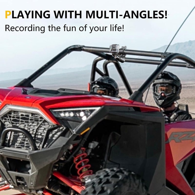 Generic UTV ATV Camera Mount Holder Compatible with GoPro, 1.75"-2" Roll Bar Mount Camera Holder Compatible with GoPro Hero 9 8 7 6 5 4, SJ, DJL, Insta360, 360° Adjustable Aluminum UTV Camera Mount Holder  - Image 2