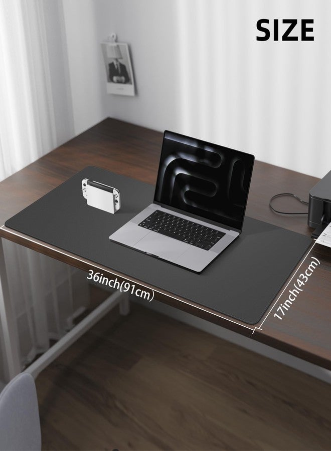 AFIING Leather Desk Pad Protector,Desk Mat,Large Mouse Pad, Non-Slip Desk Pad, Waterproof PU Leather Desk Blotter Mat, Desk Cover for Office and Home (Dark Grey, 36" x 17") - Image 5