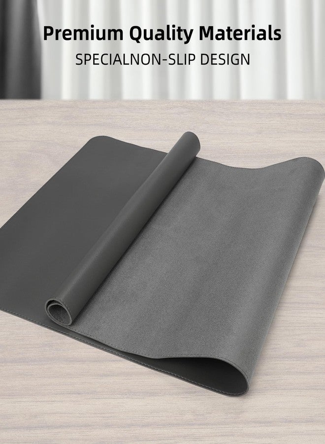 AFIING Leather Desk Pad Protector,Desk Mat,Large Mouse Pad, Non-Slip Desk Pad, Waterproof PU Leather Desk Blotter Mat, Desk Cover for Office and Home (Dark Grey, 36" x 17") - Image 2