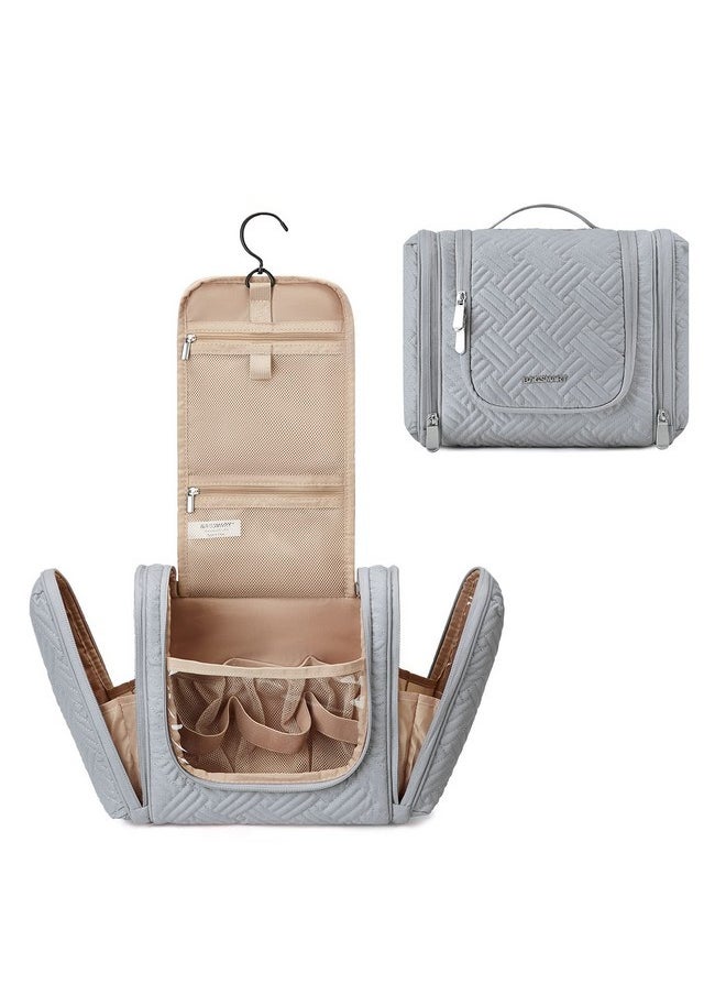 BAGSMART Large Travel Toiletry Bag For Women, Hanging Toiletry Bag With Hook, Travel Cosmetic Makeup Bag Travel Organizer For Accessories, Shampoo, Full Sized Container, Toiletries,Grey-Large  - Image 1