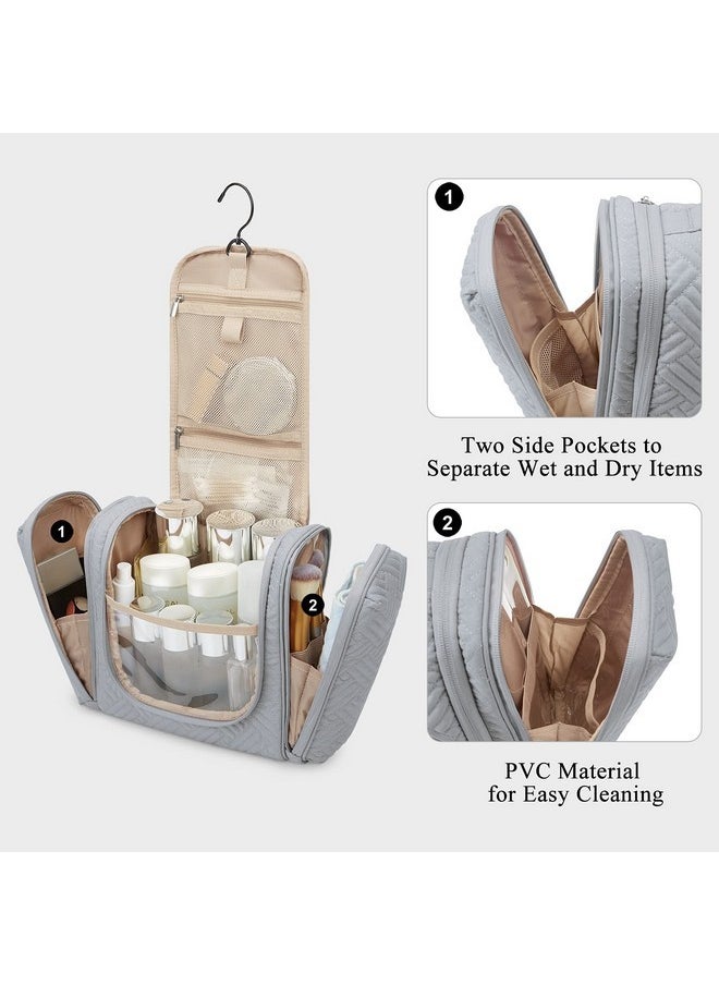 BAGSMART Large Travel Toiletry Bag For Women, Hanging Toiletry Bag With Hook, Travel Cosmetic Makeup Bag Travel Organizer For Accessories, Shampoo, Full Sized Container, Toiletries,Grey-Large  - Image 5