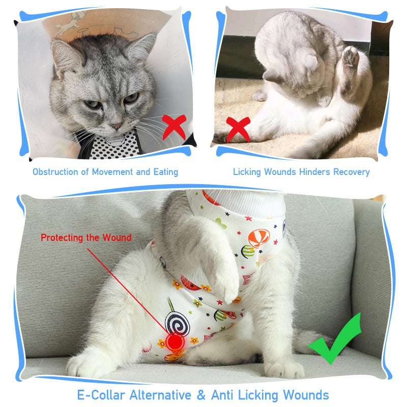 Coppthinktu Cat Recovery Suit Female, Breathable Cat Onesie After Surgery Female for Abdominal Wounds or Skin Diseases, Surgery Recovery Suit Kitten Surgical Onesie After Spay Wear Anti Licking - Image 3