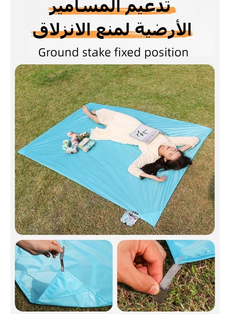 سجادة نزهة خارجية محمولة مقاومة للماء، بطانية نزهة قابلة للطي، بطانية نزهة مقاومة للماء، سجادة شاطئ محمولة للتخييم في الهواء الطلق والعائلة والحديقة الخارجية - Image 4