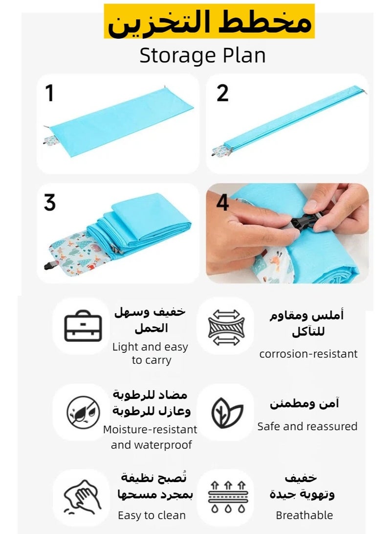 سجادة نزهة خارجية محمولة مقاومة للماء، بطانية نزهة قابلة للطي، بطانية نزهة مقاومة للماء، سجادة شاطئ محمولة للتخييم في الهواء الطلق والعائلة والحديقة الخارجية - Image 5