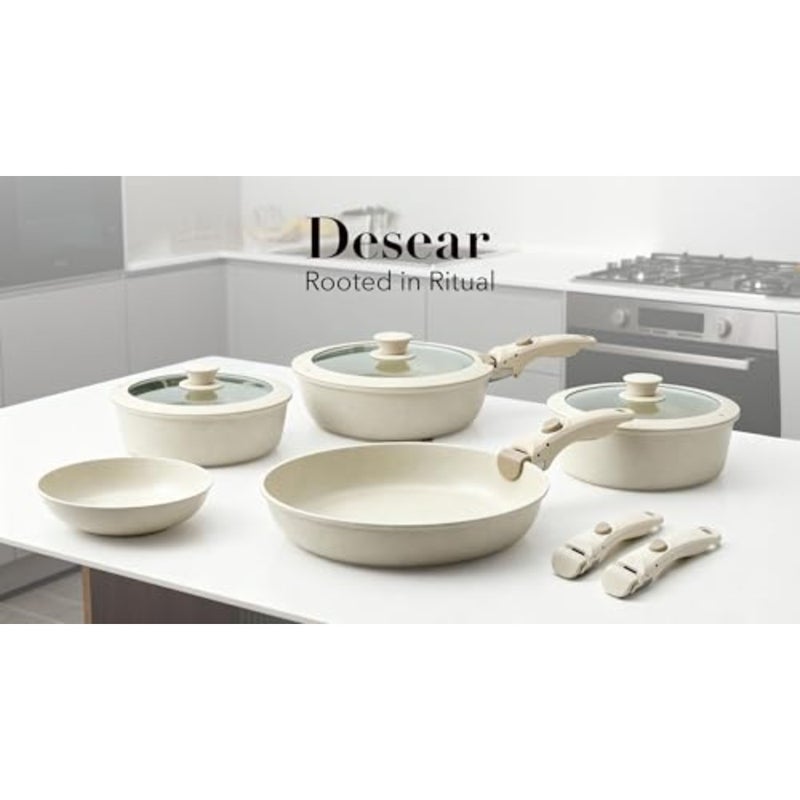 Granite Non-Stick Kitchen Cookware Set Aluminium Saute, Sauce and Frying Pan Stainless Steel Composite Bottom 100% PFOA and PFOS Free Induction Compatible Dishwasher and Oven Safe - Image 2