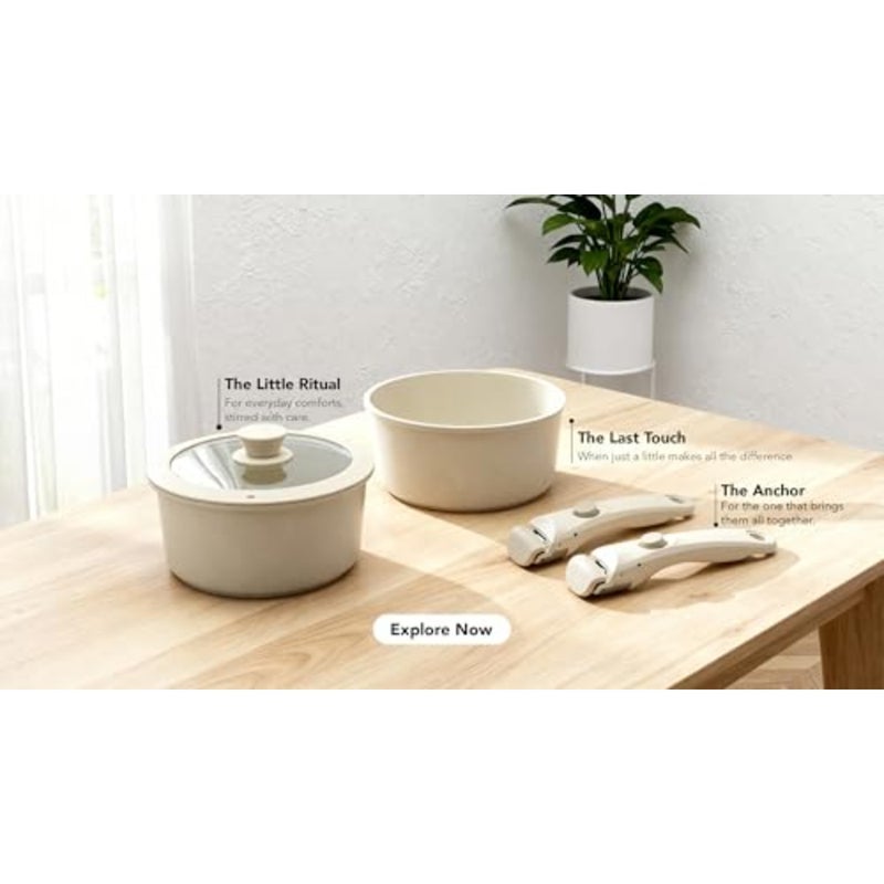 Granite Non-Stick Kitchen Cookware Set Aluminium Saute, Sauce and Frying Pan Stainless Steel Composite Bottom 100% PFOA and PFOS Free Induction Compatible Dishwasher and Oven Safe - Image 3