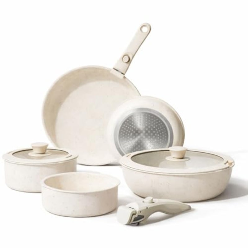 Granite Non-Stick Kitchen Cookware Set Aluminium Saute, Sauce and Frying Pan Stainless Steel Composite Bottom 100% PFOA and PFOS Free Induction Compatible Dishwasher and Oven Safe - Image 1