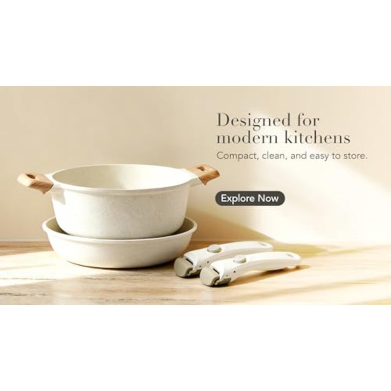 Granite Non-Stick Kitchen Cookware Set Aluminium Saute, Sauce and Frying Pan Stainless Steel Composite Bottom 100% PFOA and PFOS Free Induction Compatible Dishwasher and Oven Safe - Image 5