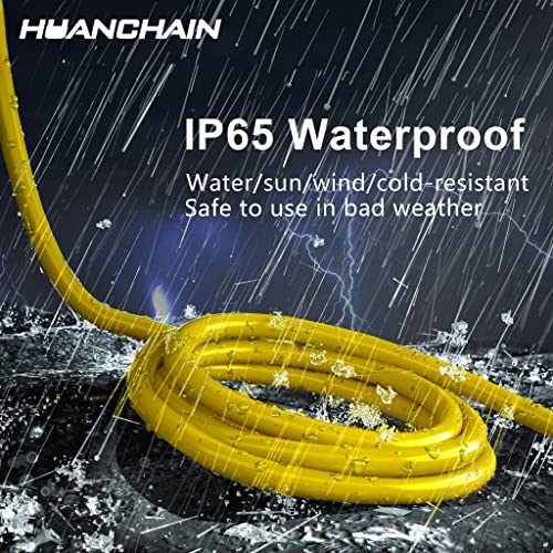 HUANCHAIN Indoor Outdoor Extension Cord 50 ft Waterproof, 16/3 Gauge Flexible Resistant Appliance Extension Cord Outside, 13A 1625W 16AWG SJTW, 3 Prong Electric Cable Yellow, ETL - Image 5
