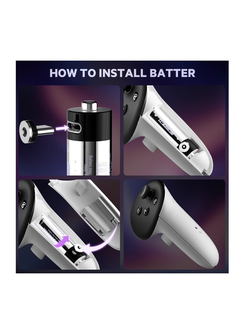 Rock Pow Charging Dock for Oculus/Meta Quest 3 with RGB Light, VR Headset Charging Station with USB-C Fast Charging, Headset and Controller Display Stand Accessories with 2 x 1800Mah Rechargeable Batteries - Image 5